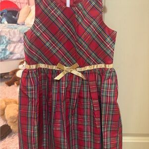 Red Plaid Dress with Gold Bow